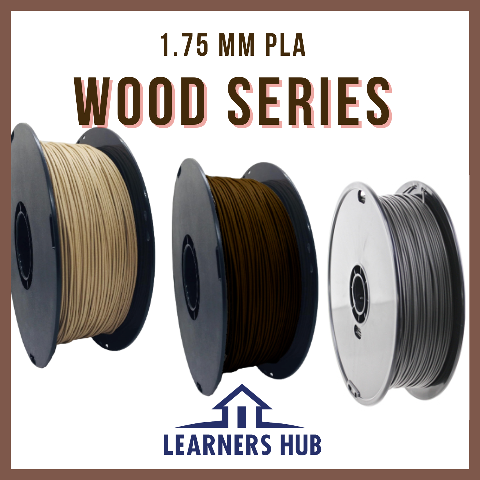 1KG 1.75mm Black Wood PLA Filament